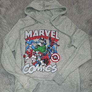 Marvel Gray Hoodie with Iconic Characters